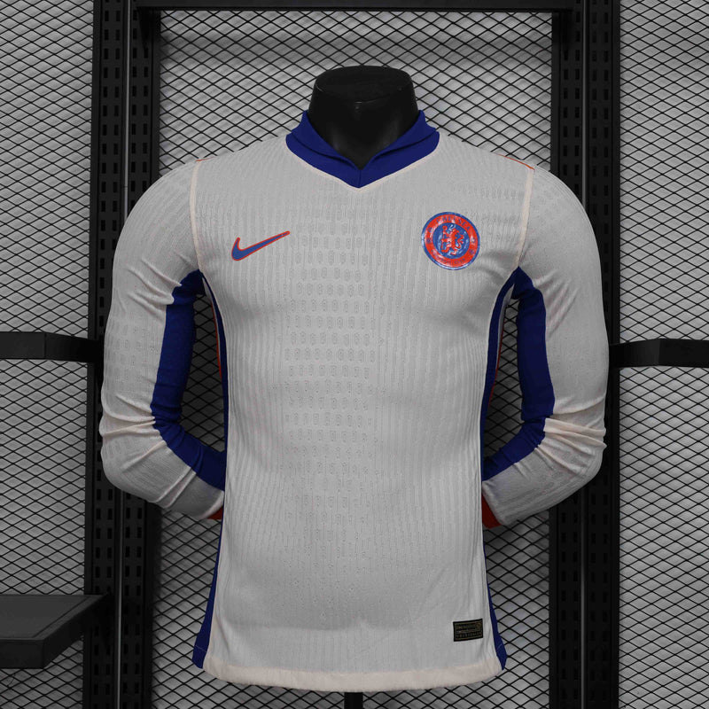 Camisola Manga Comprida Chelsea 2024-25 Away Branca Versão Jogador