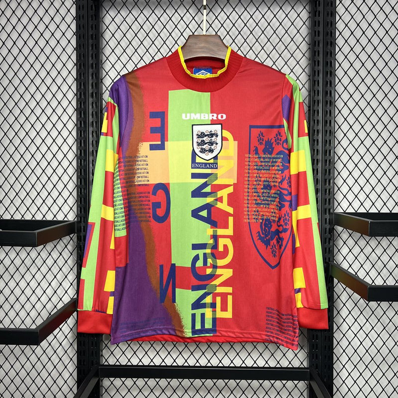 Camisola Retrô Manga Comprida Inglaterra 1996 Goleiro