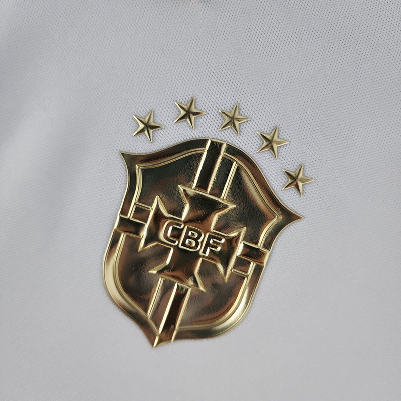 Camisola Feminina Seleção Brasil 2022/23 Branca e Dourada