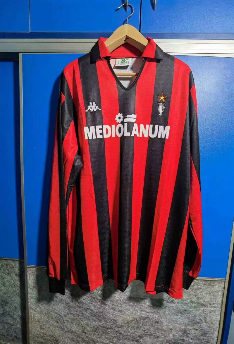Camisola Retrô Manga Comprida Ac Milan 1988-89 - Home