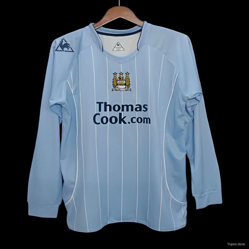 Camisola Retrô Manga Comprida Manchester City 2007-08 Home