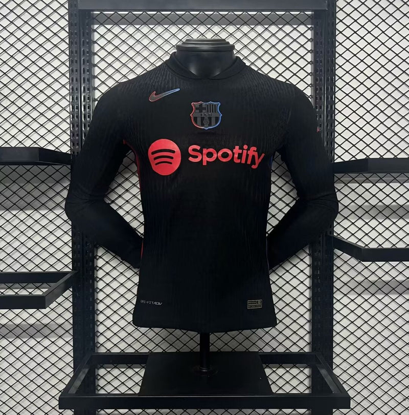 Camisola Manga Comprida FC Barcelona 2024-25 Away Preta Versão Jogador