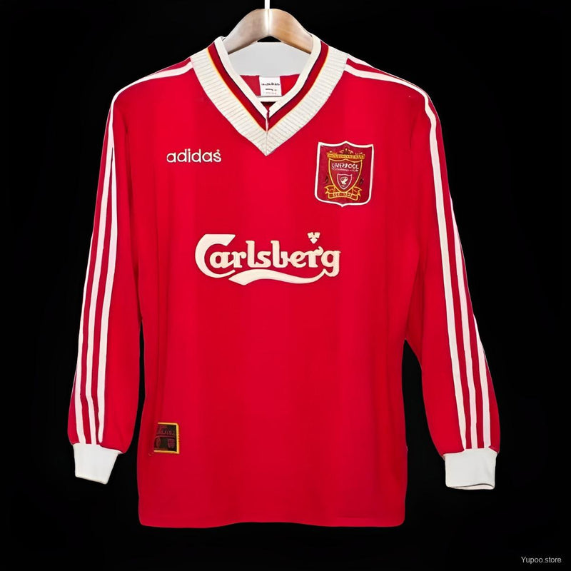 Camisola Retrô Manga Comprida Liverpool 1995-96 - Home