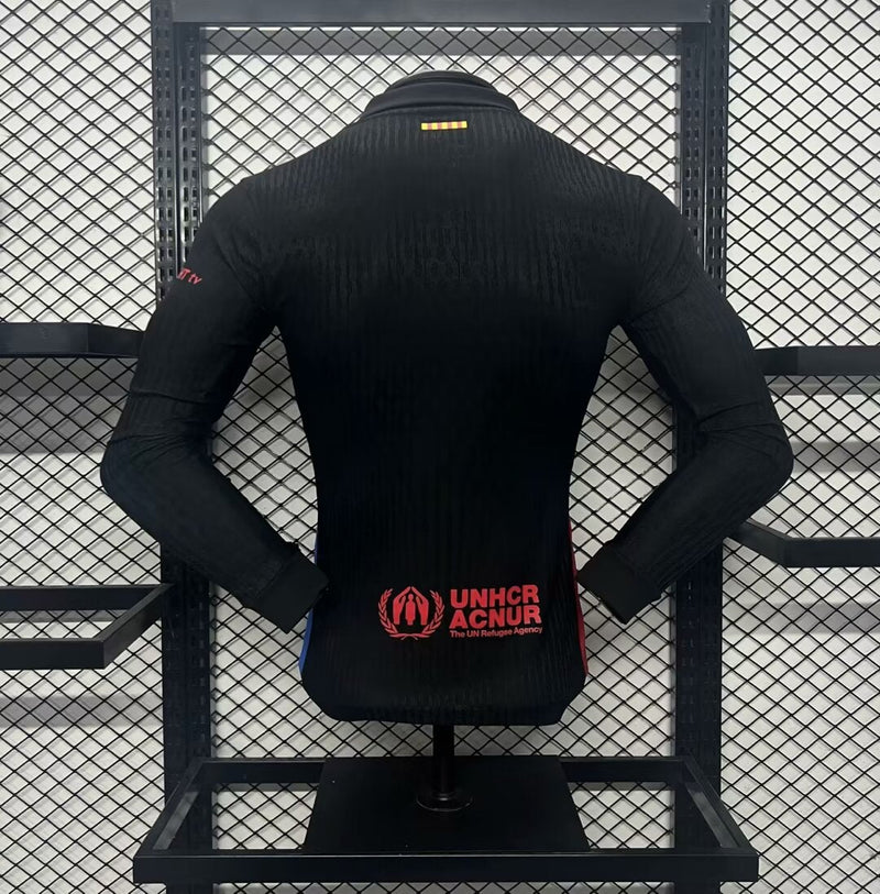 Camisola Manga Comprida FC Barcelona 2024-25 Away Preta Versão Jogador