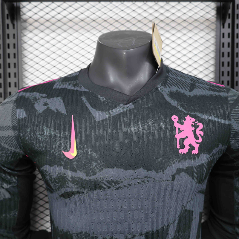 Camisola Manga Comprida Chelsea 2024-25 Away Preta Versão Jogador