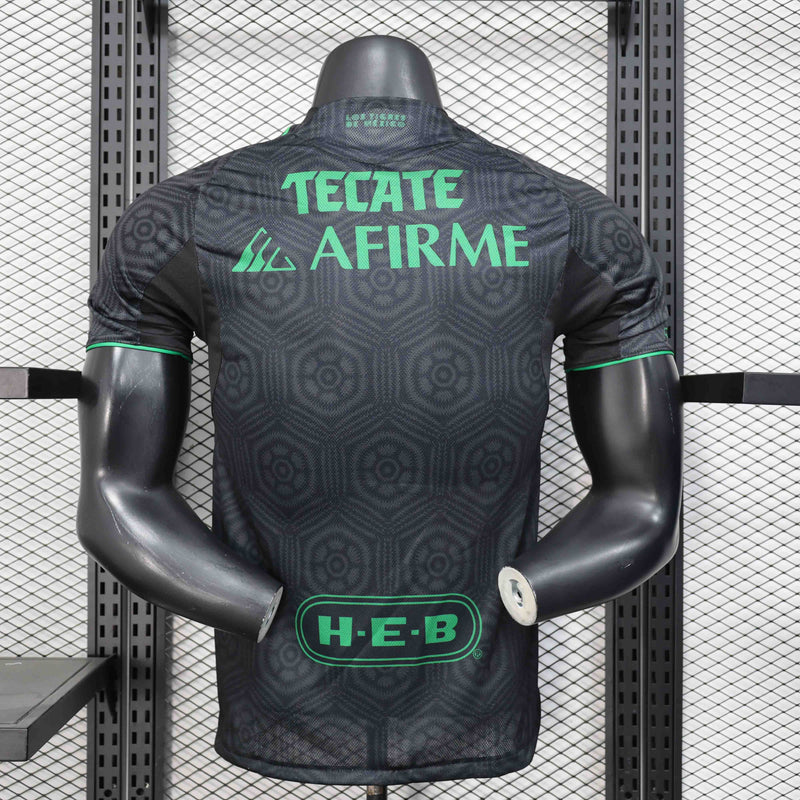 Camisola Tigres UANL 2025-26 Away Preta Versão Jogador